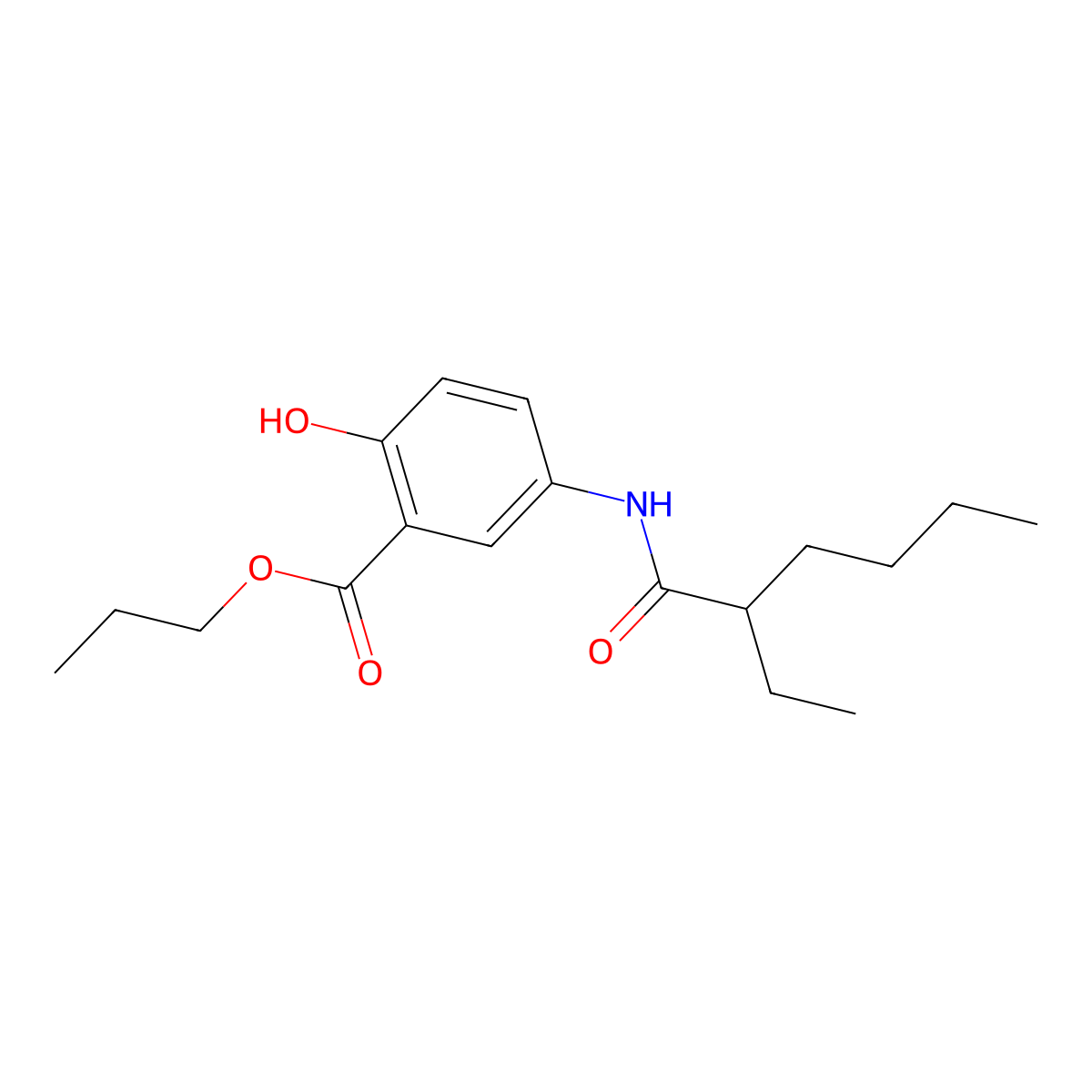 Propyl 5-[(2-ethylhexanoyl)amino]-2-hydroxybenzoate molecular structure, CAS 791801-73-5