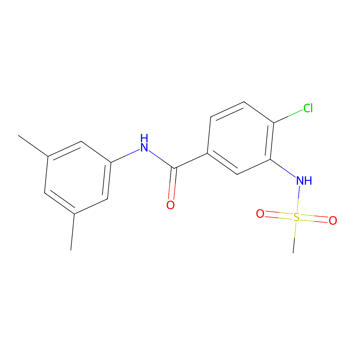 4-chloro-N-(3,5-dimethylphenyl)-3-[(methylsulfonyl)amino]benzamide molecular structure, CAS 791802-87-4
