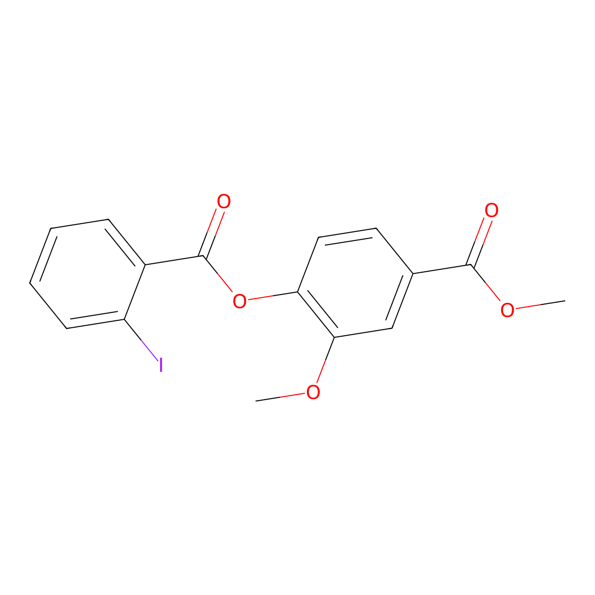 Methyl 4-[(2-iodobenzoyl)oxy]-3-methoxybenzoate molecular structure, CAS 791803-10-6