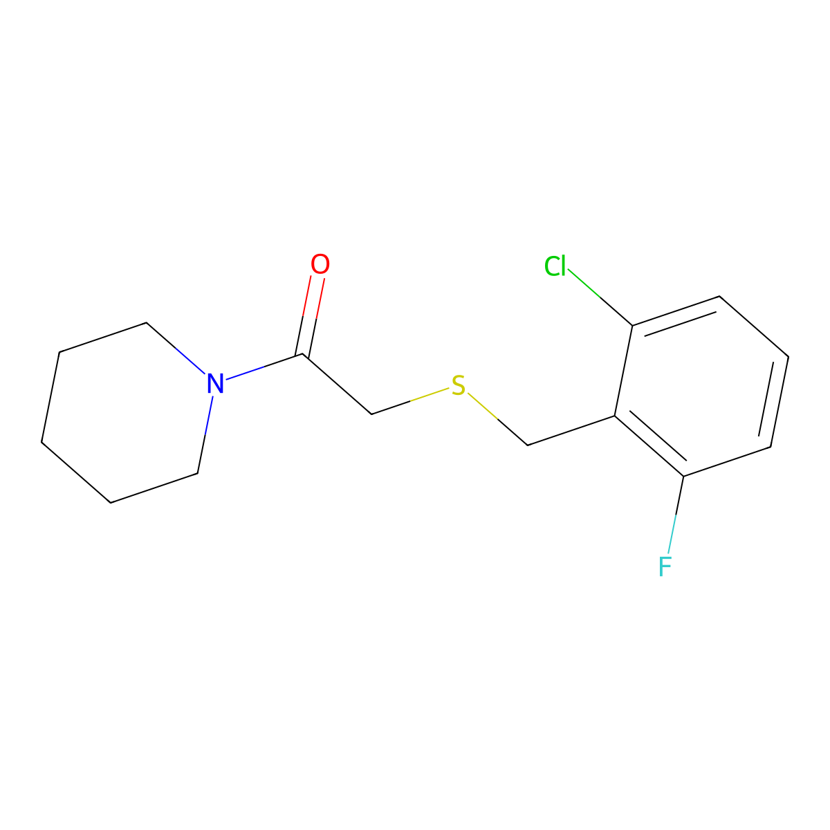 2-[(2-Chloro-6-fluorophenyl)methylsulfanyl]-1-piperidin-1-ylethanone molecular structure, CAS 791804-69-8