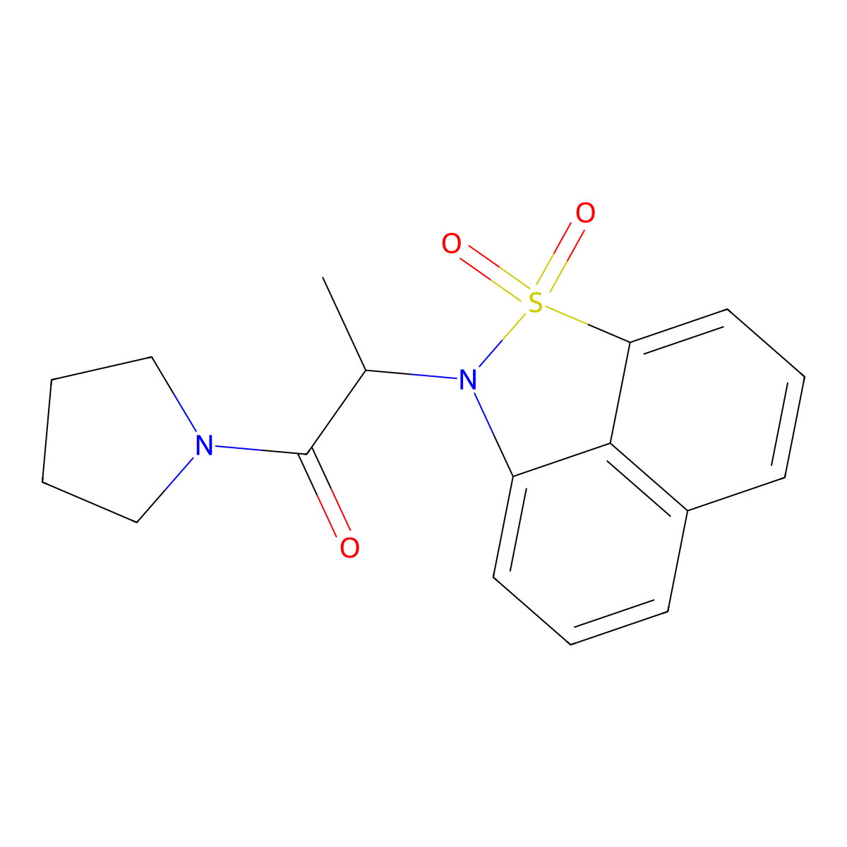 2-(1,1-dioxido-2H-naphtho[1,8-cd]isothiazol-2-yl)-1-(pyrrolidin-1-yl)propan-1-one molecular structure, CAS 791805-05-5