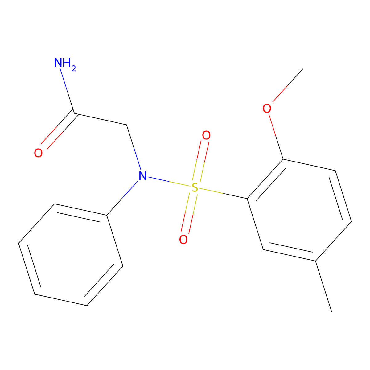2-(N-(2-methoxy-5-methylphenyl)sulfonylanilino)acetamide molecular structure, CAS 791805-25-9