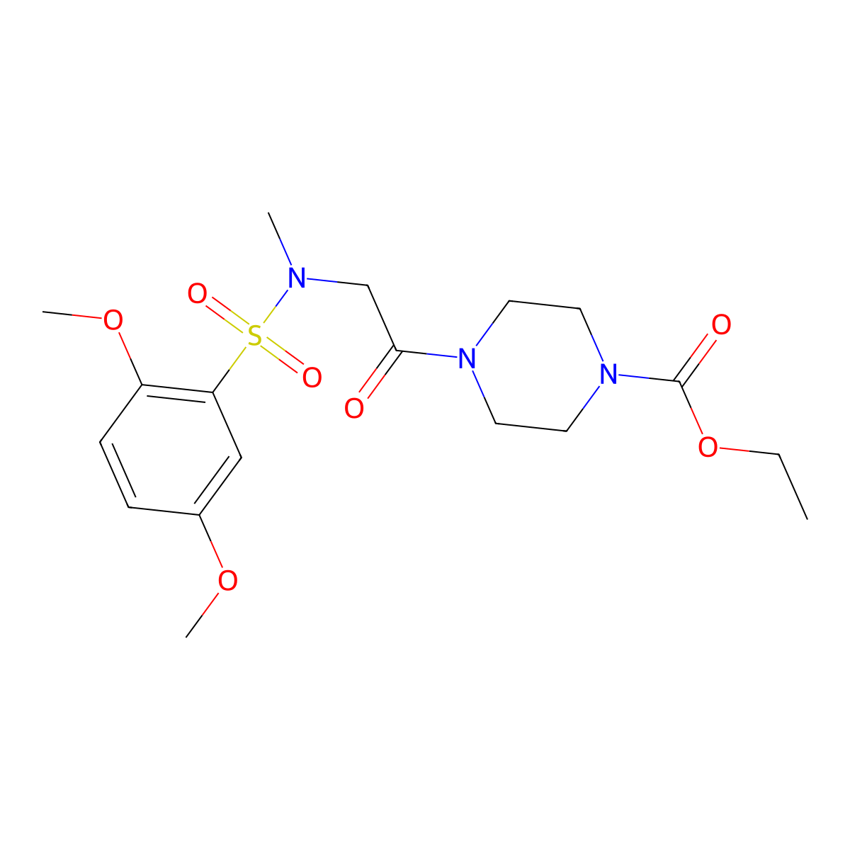 ethyl 4-{N-[(2,5-dimethoxyphenyl)sulfonyl]-N-methylglycyl}piperazine-1-carboxylate molecular structure, CAS 791805-27-1