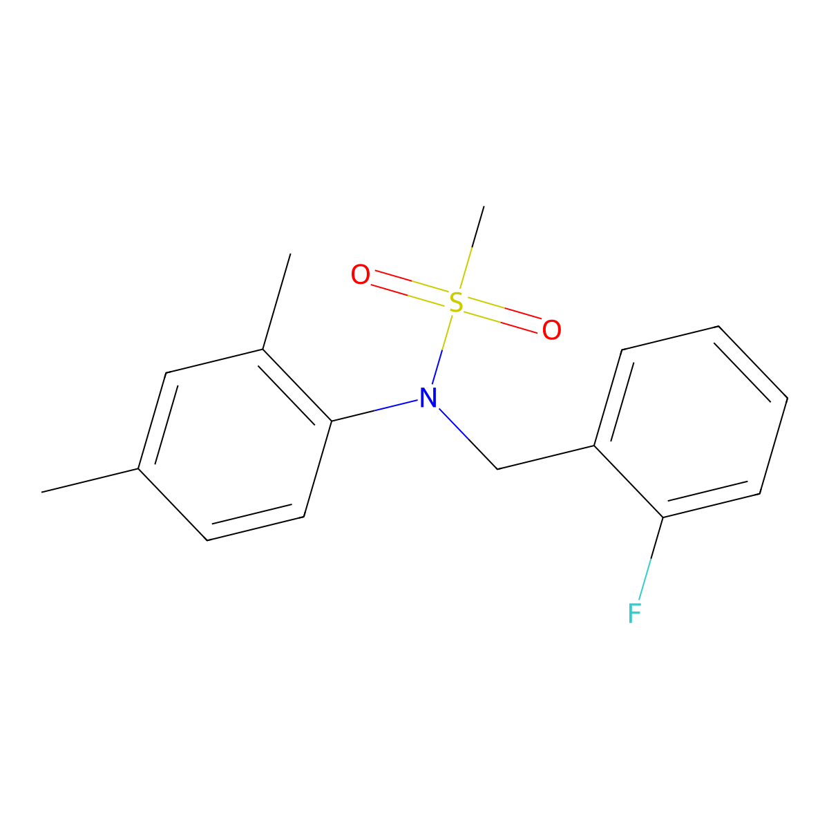 N-(2,4-dimethylphenyl)-N-(2-fluorobenzyl)methanesulfonamide molecular structure, CAS 791805-65-7
