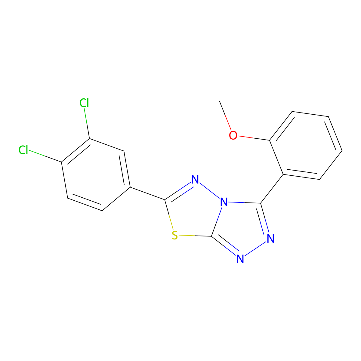 6-(3,4-Dichlorophenyl)-3-(2-methoxyphenyl)-[1,2,4]triazolo[3,4-b][1,3,4]thiadiazole molecular structure, CAS 791805-85-1