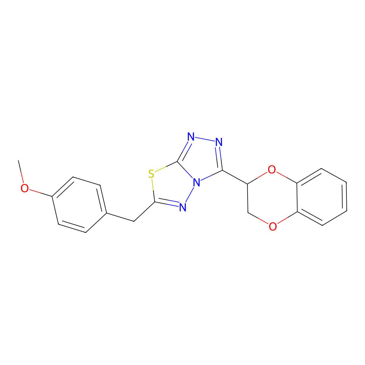 3-(2,3-Dihydro-1,4-benzodioxin-3-yl)-6-[(4-methoxyphenyl)methyl]-[1,2,4]triazolo[3,4-b][1,3,4]thiadiazole molecular structure, CAS 791805-88-4