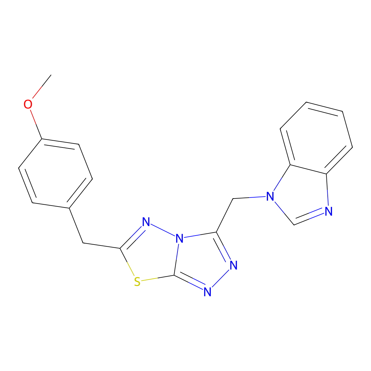 3-(Benzimidazol-1-ylmethyl)-6-[(4-methoxyphenyl)methyl]-[1,2,4]triazolo[3,4-b][1,3,4]thiadiazole molecular structure, CAS 791805-89-5