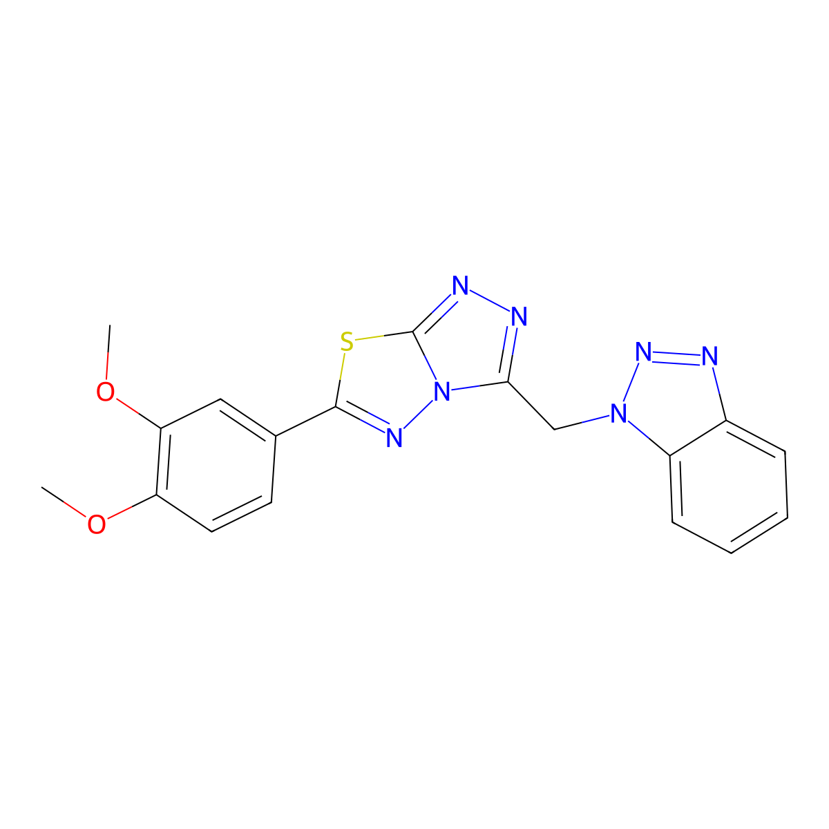 3-(Benzotriazol-1-ylmethyl)-6-(3,4-dimethoxyphenyl)-[1,2,4]triazolo[3,4-b][1,3,4]thiadiazole molecular structure, CAS 791805-90-8