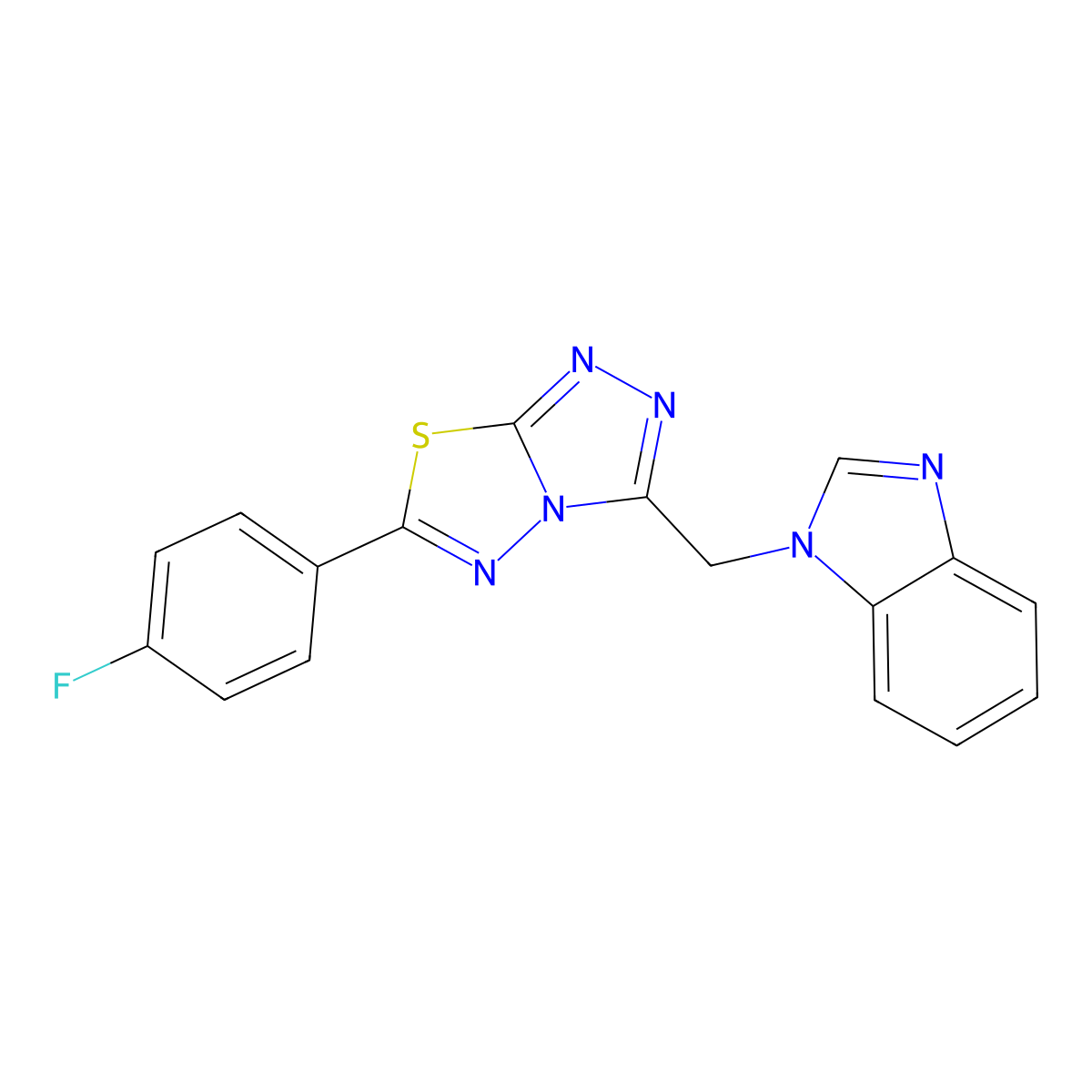 3-(Benzimidazol-1-ylmethyl)-6-(4-fluorophenyl)-[1,2,4]triazolo[3,4-b][1,3,4]thiadiazole molecular structure, CAS 791805-95-3