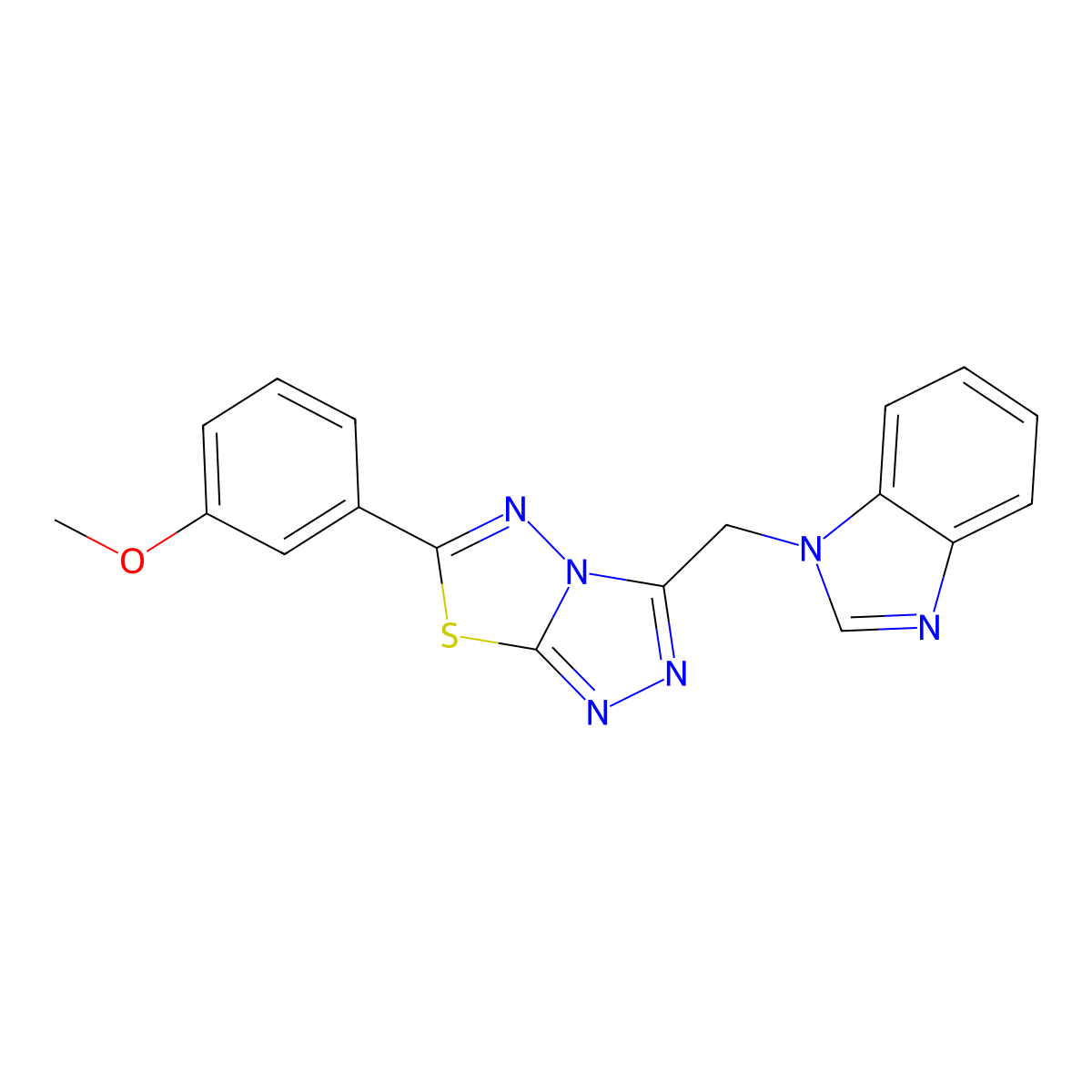 3-(Benzimidazol-1-ylmethyl)-6-(3-methoxyphenyl)-[1,2,4]triazolo[3,4-b][1,3,4]thiadiazole molecular structure, CAS 791805-96-4