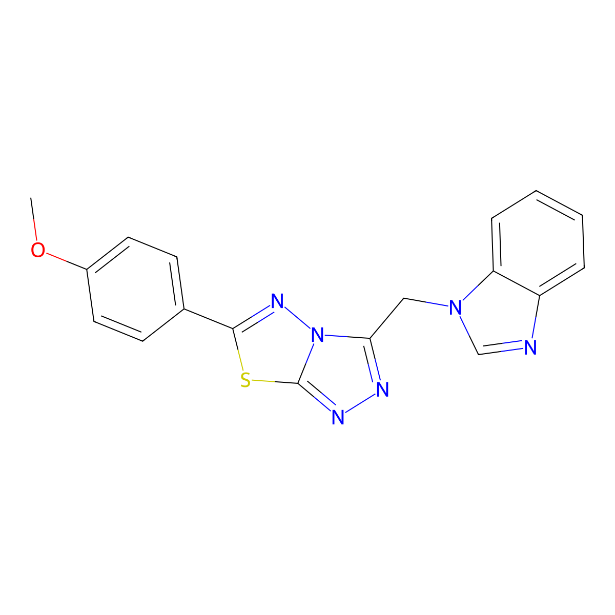 3-(Benzimidazol-1-ylmethyl)-6-(4-methoxyphenyl)-[1,2,4]triazolo[3,4-b][1,3,4]thiadiazole molecular structure, CAS 791805-97-5