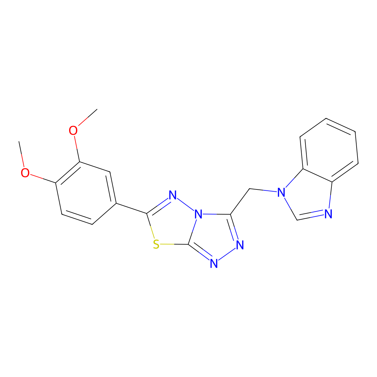 3-(Benzimidazol-1-ylmethyl)-6-(3,4-dimethoxyphenyl)-[1,2,4]triazolo[3,4-b][1,3,4]thiadiazole molecular structure, CAS 791805-98-6