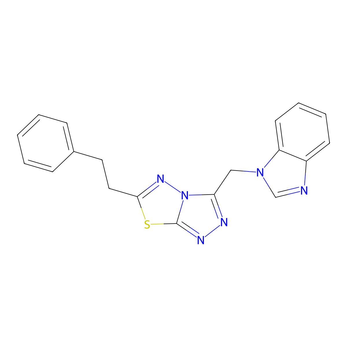 1-{[6-(2-phenylethyl)[1,2,4]triazolo[3,4-b][1,3,4]thiadiazol-3-yl]methyl}-1H-benzimidazole molecular structure, CAS 791806-02-5