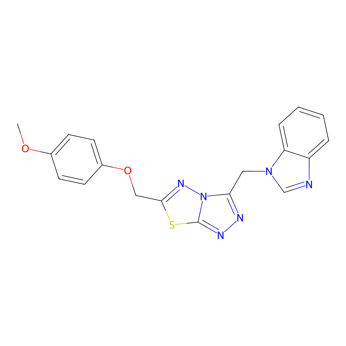 3-(1-Benzimidazolylmethyl)-6-[(4-methoxyphenoxy)methyl]-[1,2,4]triazolo[3,4-b][1,3,4]thiadiazole molecular structure, CAS 791806-07-0