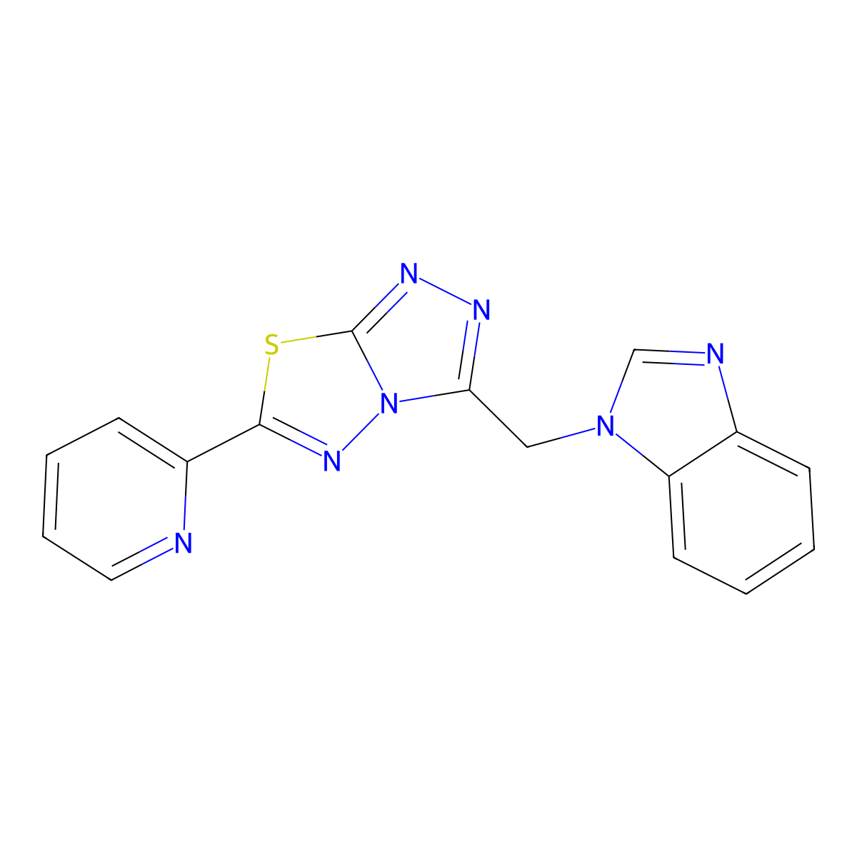 3-(Benzimidazol-1-ylmethyl)-6-pyridin-2-yl-[1,2,4]triazolo[3,4-b][1,3,4]thiadiazole molecular structure, CAS 791806-12-7
