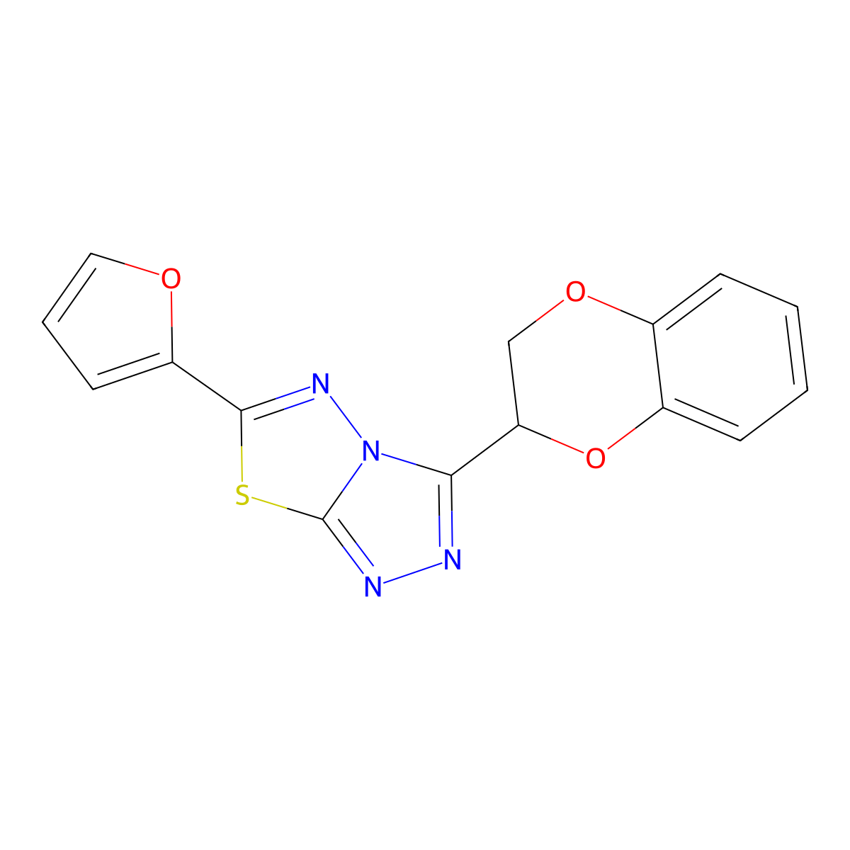 3-(2,3-Dihydro-1,4-benzodioxin-3-yl)-6-(furan-2-yl)-[1,2,4]triazolo[3,4-b][1,3,4]thiadiazole molecular structure, CAS 791806-27-4
