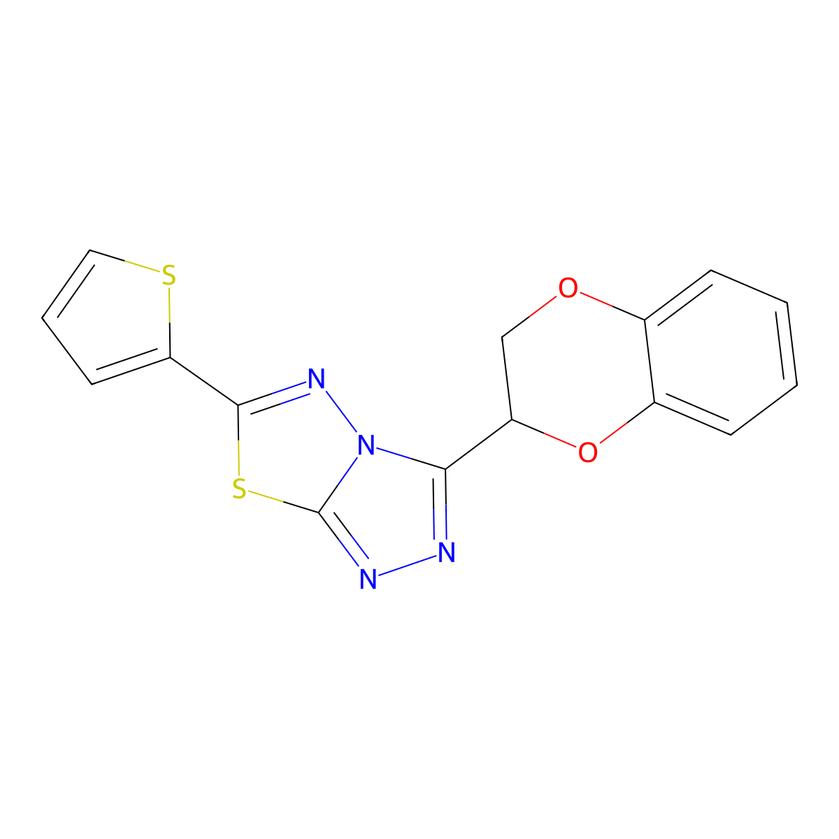 3-(2,3-Dihydro-1,4-benzodioxin-2-yl)-6-(2-thienyl)[1,2,4]triazolo[3,4-b][1,3,4]thiadiazole molecular structure, CAS 791806-28-5
