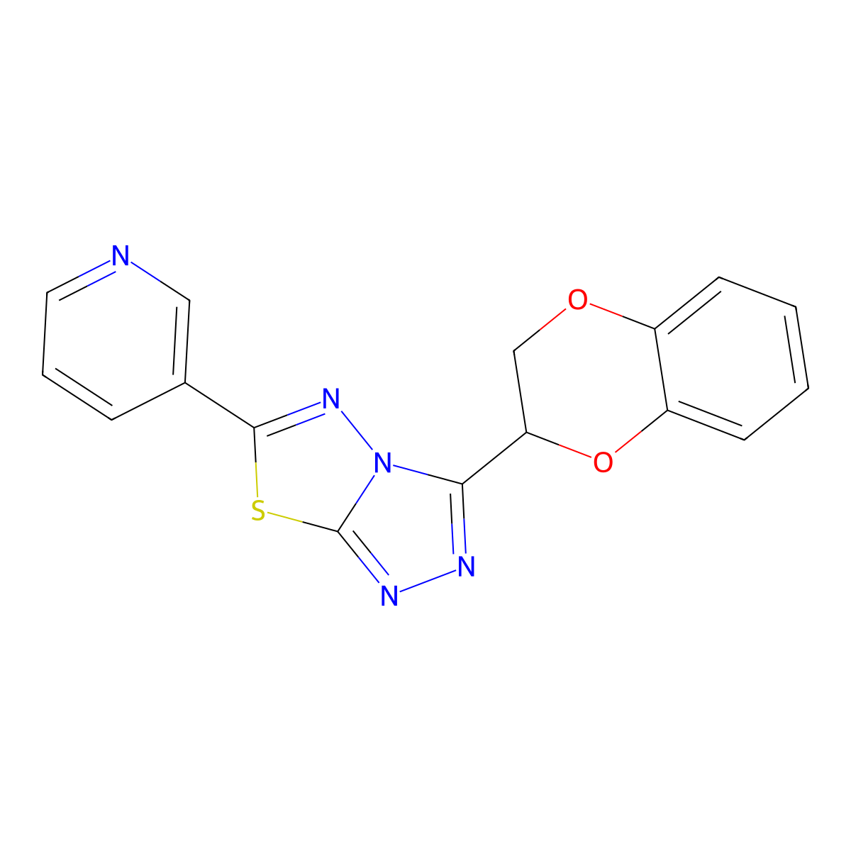 3-(2,3-Dihydro-1,4-benzodioxin-3-yl)-6-pyridin-3-yl-[1,2,4]triazolo[3,4-b][1,3,4]thiadiazole molecular structure, CAS 791806-30-9