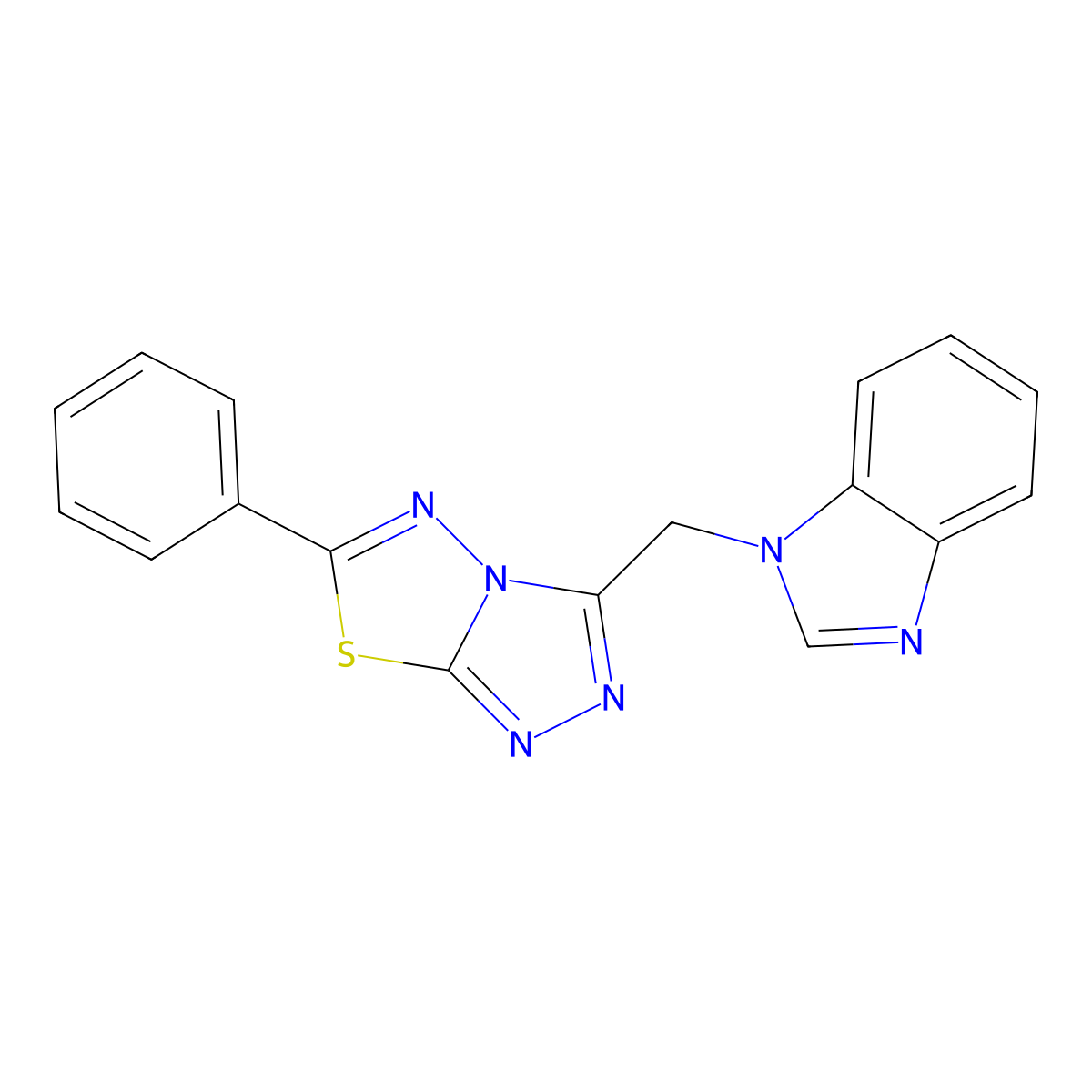 1-[(6-phenyl[1,2,4]triazolo[3,4-b][1,3,4]thiadiazol-3-yl)methyl]-1H-benzimidazole molecular structure, CAS 791806-34-3
