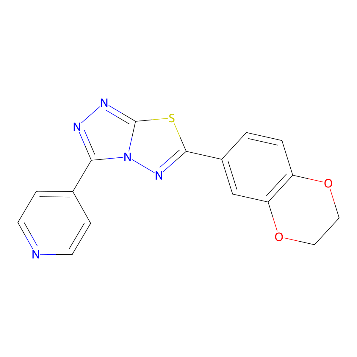 6-(2,3-Dihydro-1,4-benzodioxin-6-yl)-3-pyridin-4-yl-[1,2,4]triazolo[3,4-b][1,3,4]thiadiazole molecular structure, CAS 791806-36-5