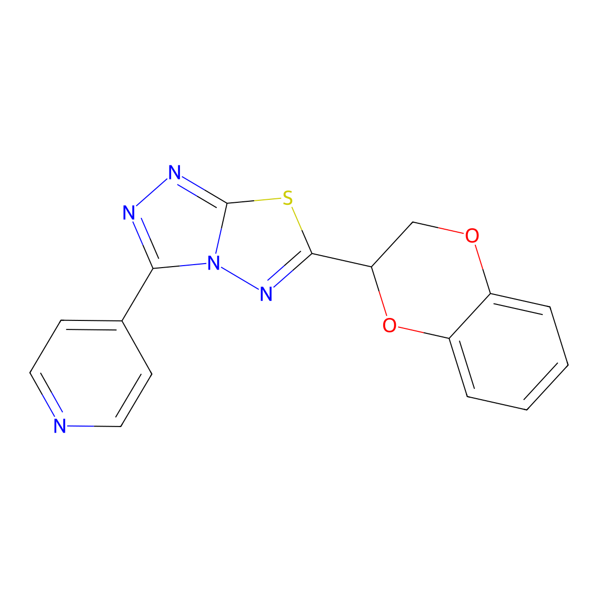 6-(2,3-Dihydro-1,4-benzodioxin-3-yl)-3-pyridin-4-yl-[1,2,4]triazolo[3,4-b][1,3,4]thiadiazole molecular structure, CAS 791806-37-6
