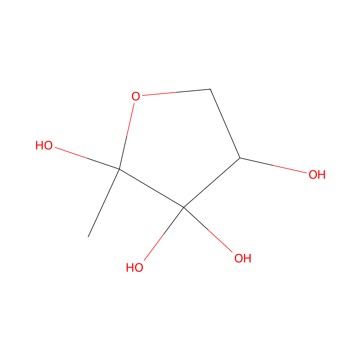 (2R,4S)-2-methyl-2,3,3,4-tetrahydroxytetrahydrofuran molecular structure, CAS 791810-94-1