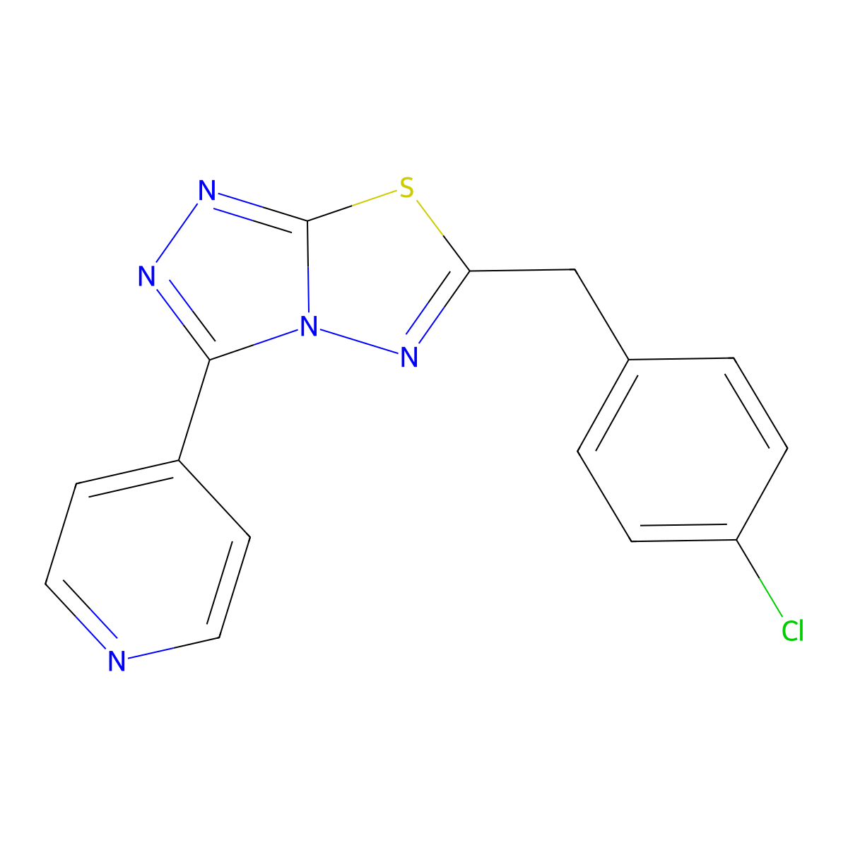 6-[(4-Chlorophenyl)methyl]-3-pyridin-4-yl-[1,2,4]triazolo[3,4-b][1,3,4]thiadiazole molecular structure, CAS 791824-08-3
