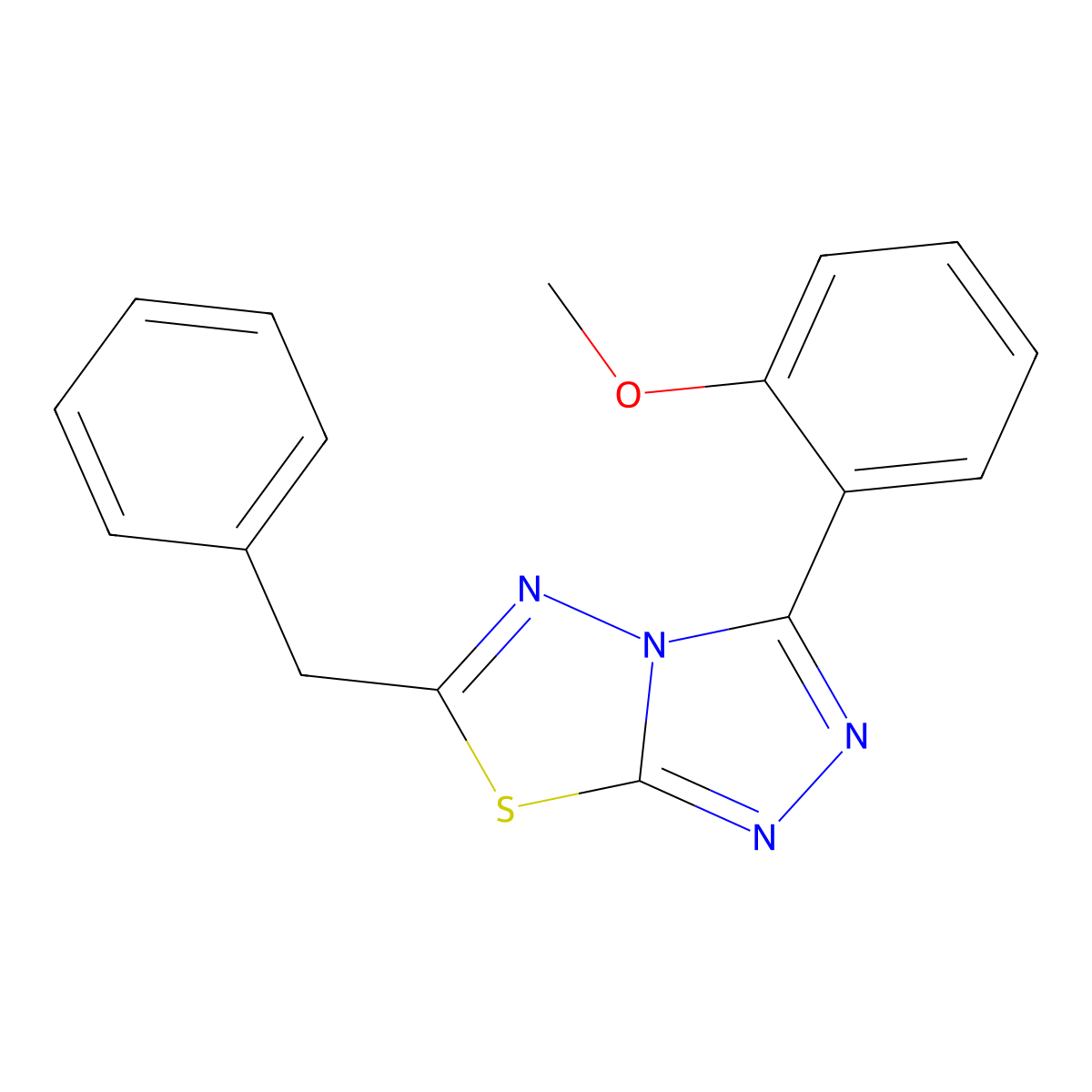 6-Benzyl-3-(2-methoxyphenyl)-[1,2,4]triazolo[3,4-b][1,3,4]thiadiazole molecular structure, CAS 791824-16-3