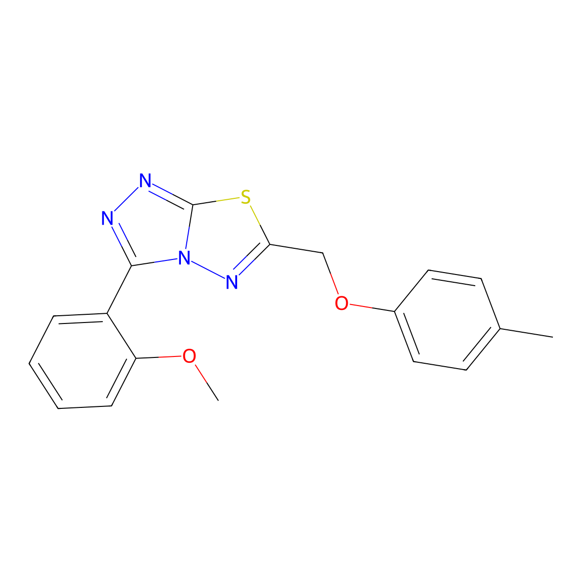 3-(2-Methoxyphenyl)-6-[(4-methylphenoxy)methyl][1,2,4]triazolo[3,4-b][1,3,4]thiadiazole molecular structure, CAS 791824-18-5