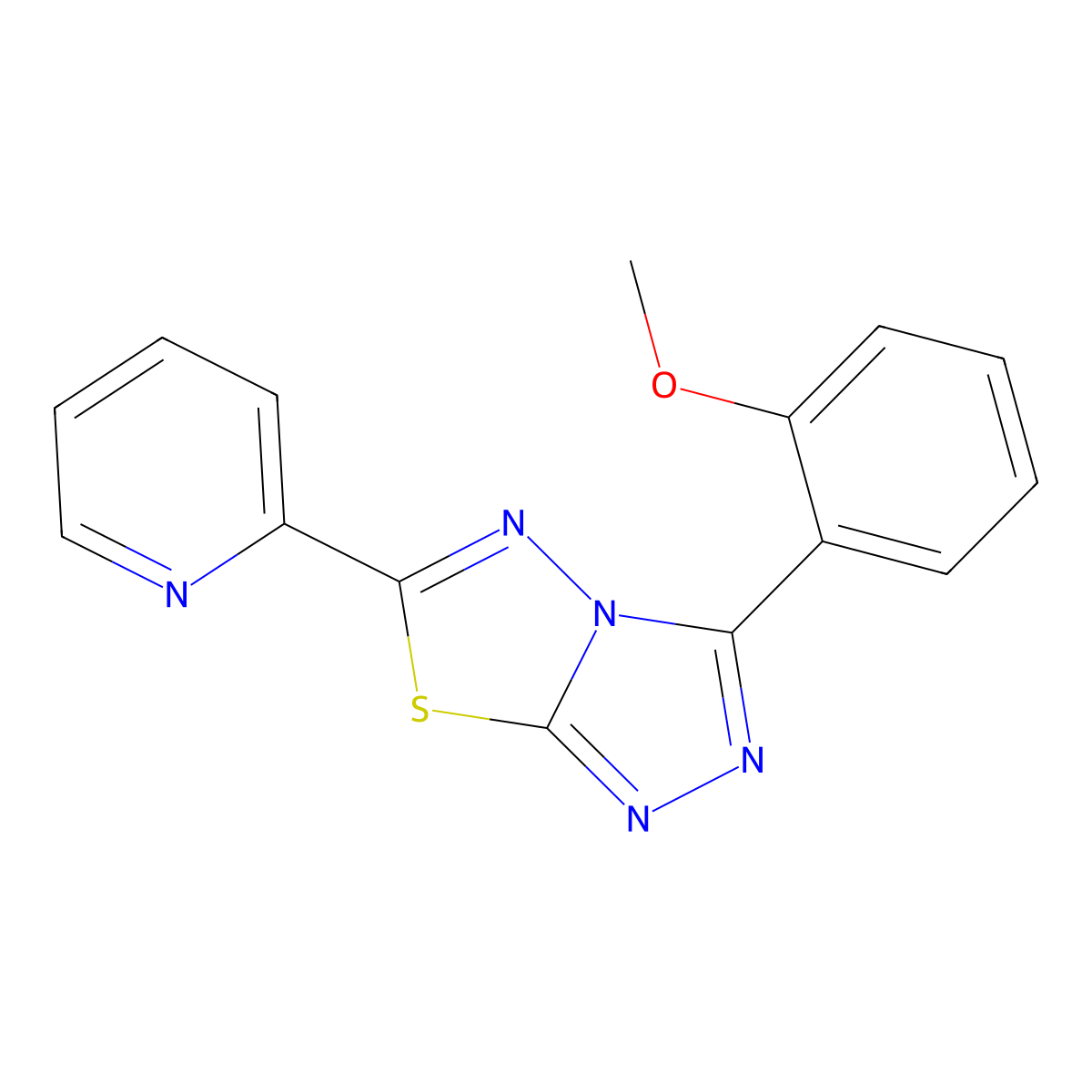 3-(2-Methoxyphenyl)-6-pyridin-2-yl-[1,2,4]triazolo[3,4-b][1,3,4]thiadiazole molecular structure, CAS 791824-23-2