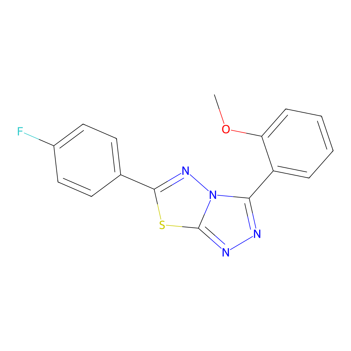 6-(4-Fluorophenyl)-3-(2-methoxyphenyl)-[1,2,4]triazolo[3,4-b][1,3,4]thiadiazole molecular structure, CAS 791824-24-3