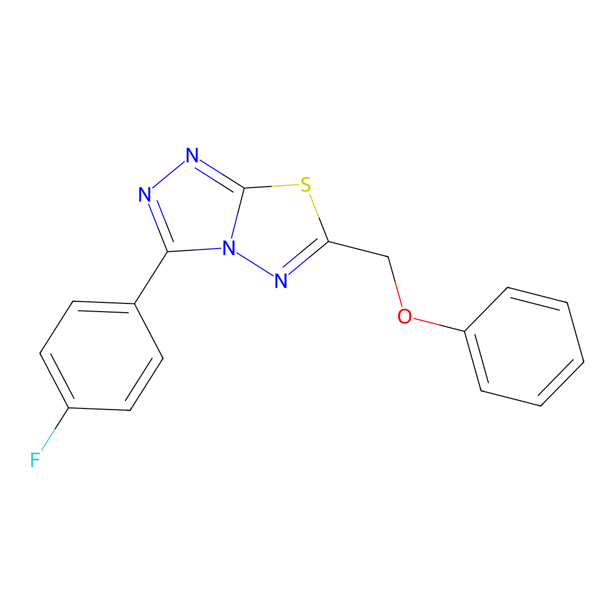 3-(4-Fluorophenyl)-6-(phenoxymethyl)-[1,2,4]triazolo[3,4-b][1,3,4]thiadiazole molecular structure, CAS 791824-26-5