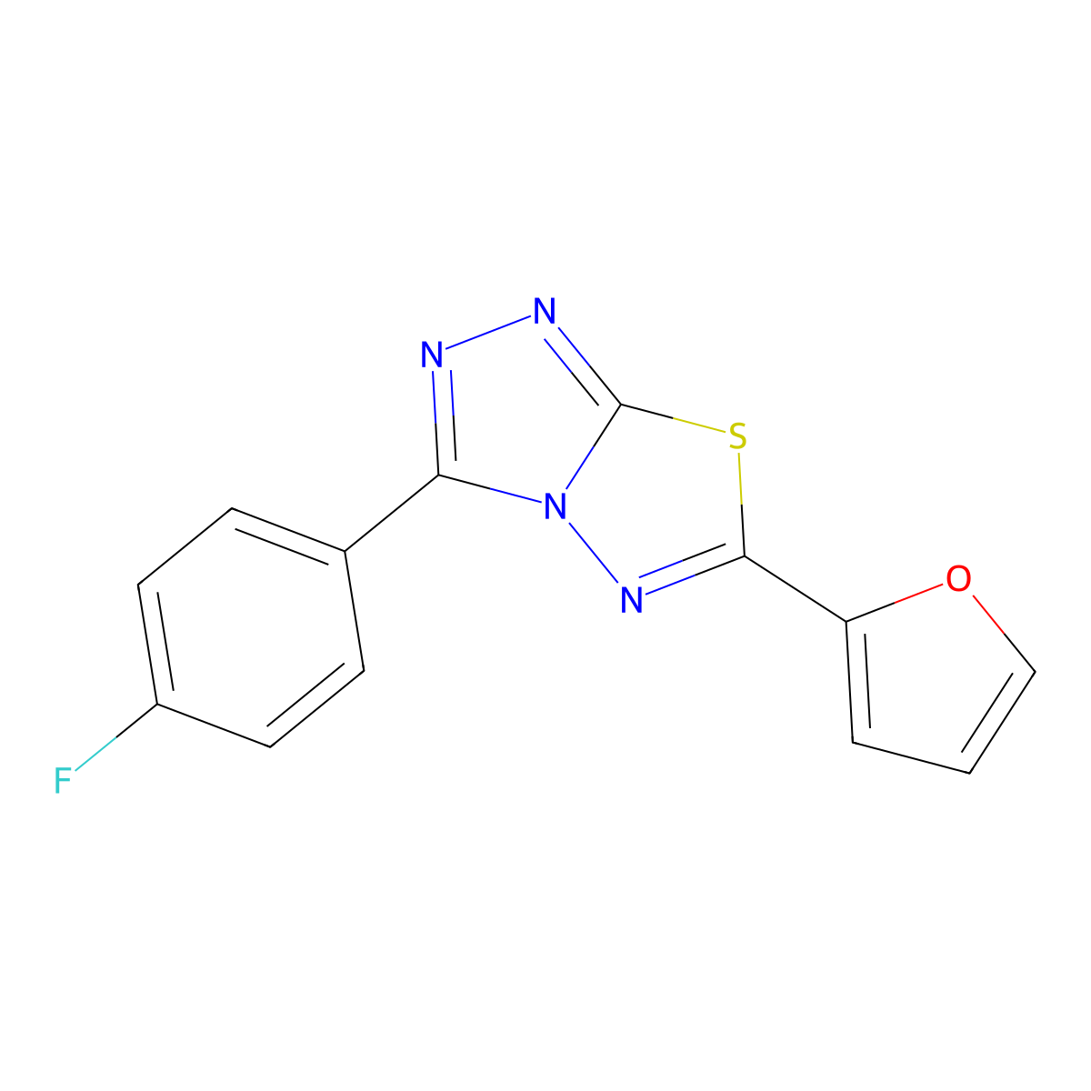 3-(4-Fluorophenyl)-6-(furan-2-yl)-[1,2,4]triazolo[3,4-b][1,3,4]thiadiazole molecular structure, CAS 791824-31-2