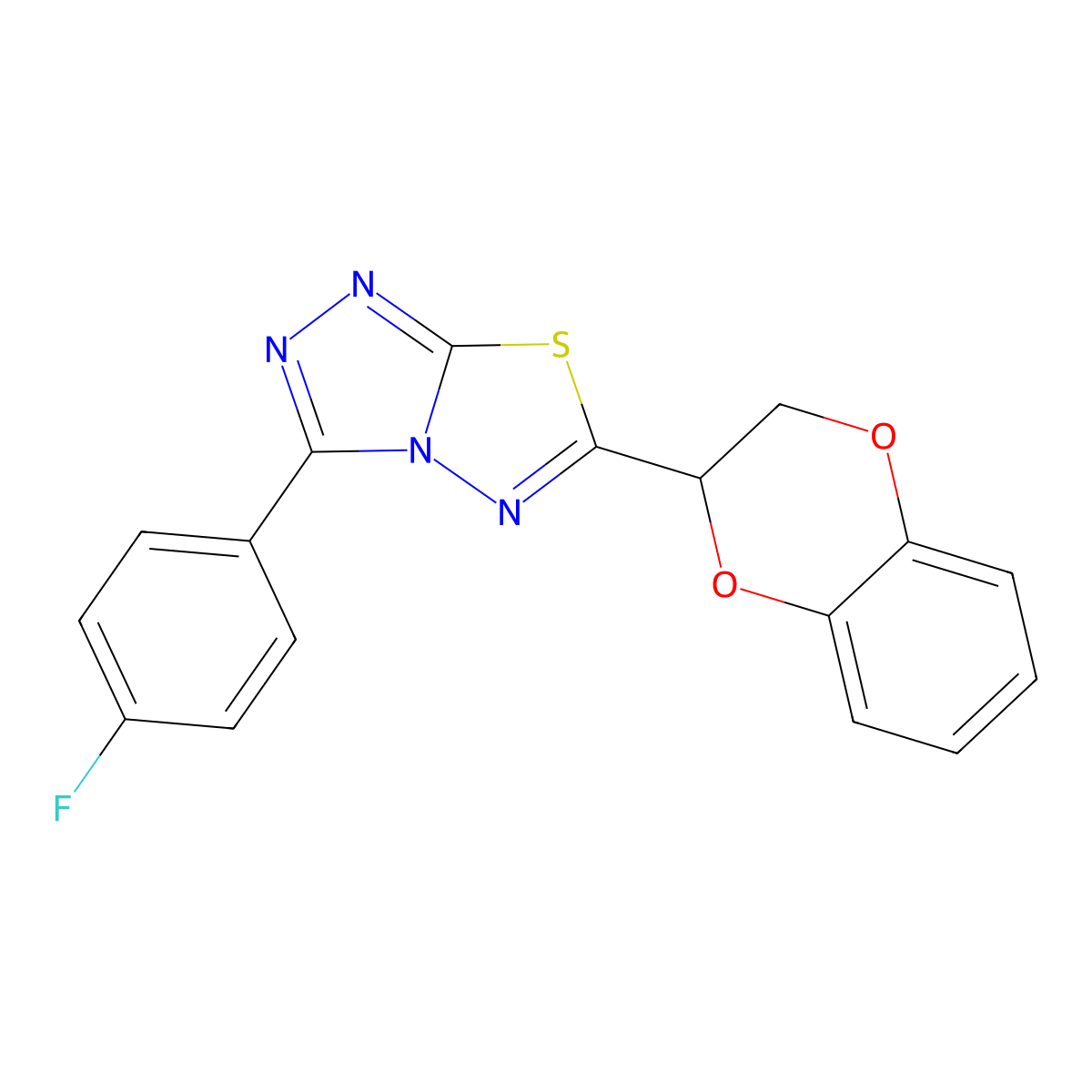 6-(2,3-Dihydro-1,4-benzodioxin-2-yl)-3-(4-fluorophenyl)[1,2,4]triazolo[3,4-b][1,3,4]thiadiazole molecular structure, CAS 791824-33-4