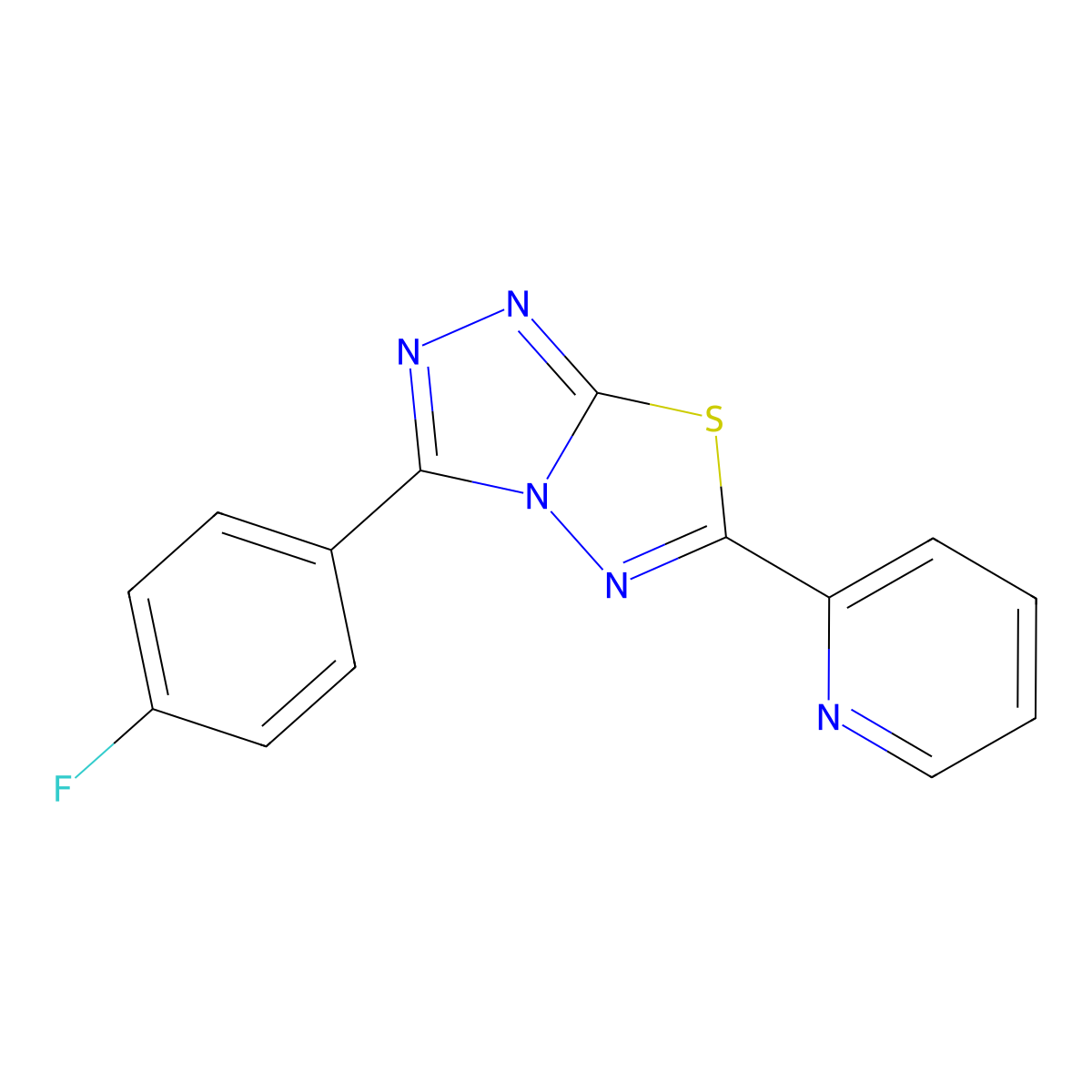 3-(4-Fluorophenyl)-6-pyridin-2-yl-[1,2,4]triazolo[3,4-b][1,3,4]thiadiazole molecular structure, CAS 791824-34-5