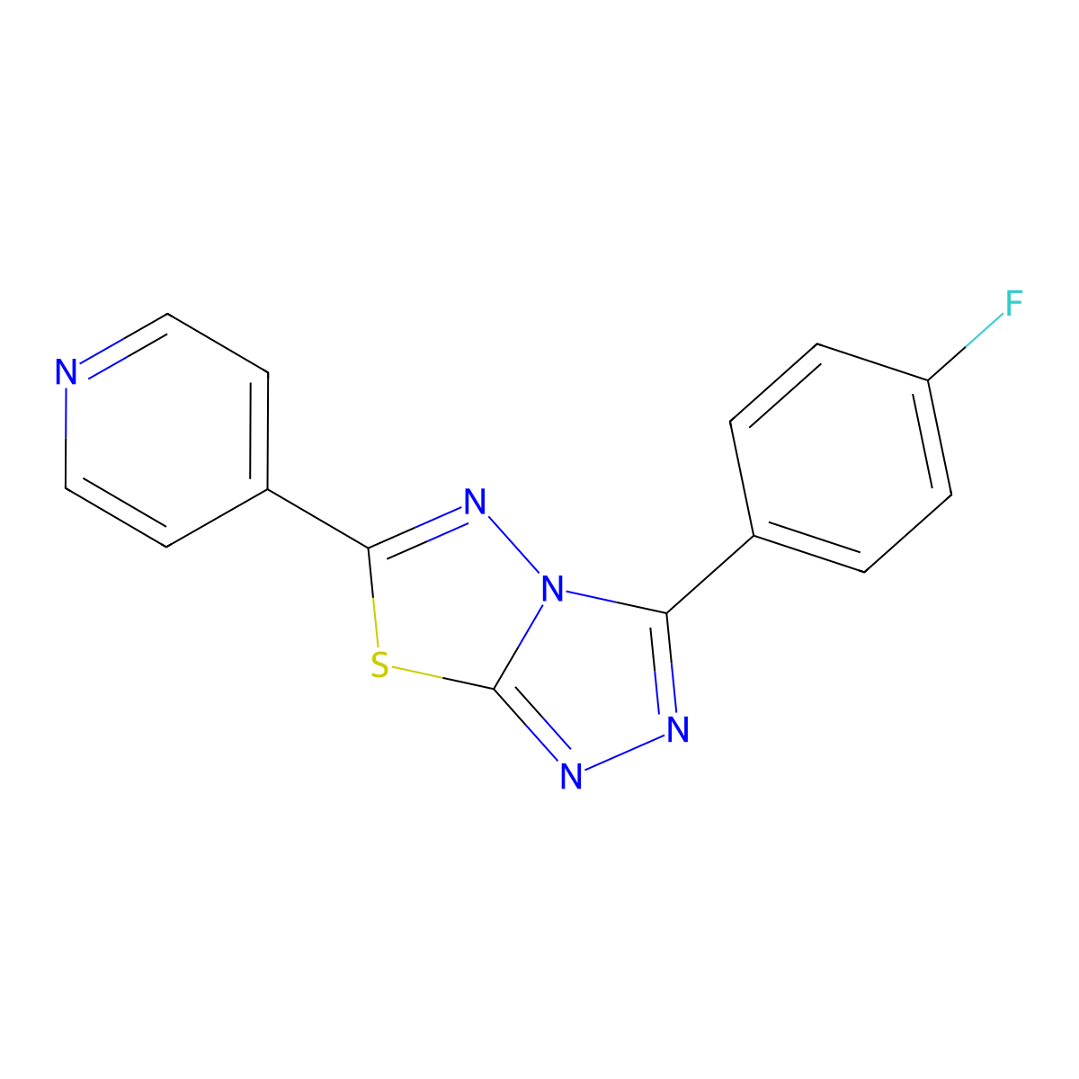 3-(4-Fluorophenyl)-6-pyridin-4-yl-[1,2,4]triazolo[3,4-b][1,3,4]thiadiazole molecular structure, CAS 791824-35-6