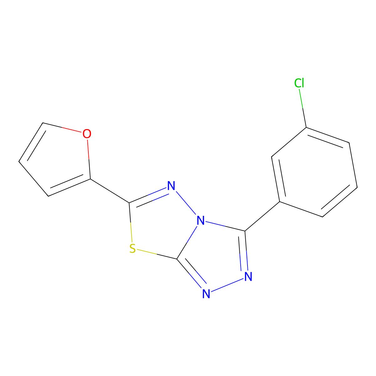 3-(3-Chlorophenyl)-6-(furan-2-yl)-[1,2,4]triazolo[3,4-b][1,3,4]thiadiazole molecular structure, CAS 791824-41-4