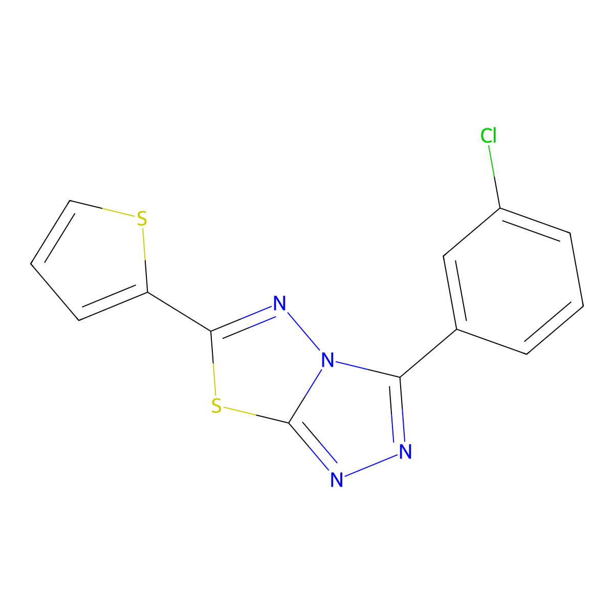 3-(3-Chlorophenyl)-6-(2-thienyl)[1,2,4]triazolo[3,4-b][1,3,4]thiadiazole molecular structure, CAS 791824-42-5
