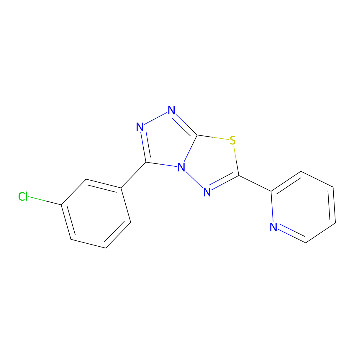 3-(3-Chlorophenyl)-6-pyridin-2-yl-[1,2,4]triazolo[3,4-b][1,3,4]thiadiazole molecular structure, CAS 791824-44-7