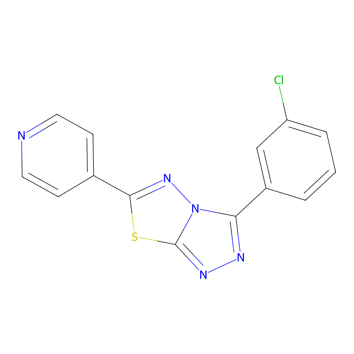 3-(3-Chlorophenyl)-6-pyridin-4-yl-[1,2,4]triazolo[3,4-b][1,3,4]thiadiazole molecular structure, CAS 791824-45-8