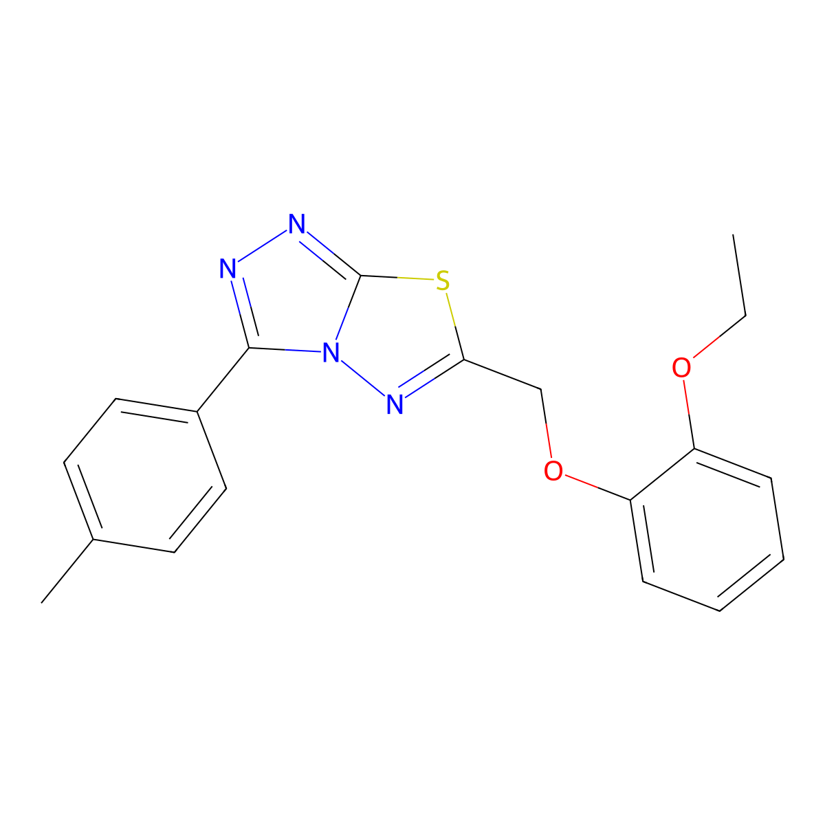 6-[(2-Ethoxyphenoxy)methyl]-3-(4-methylphenyl)[1,2,4]triazolo[3,4-b][1,3,4]thiadiazole molecular structure, CAS 791824-46-9