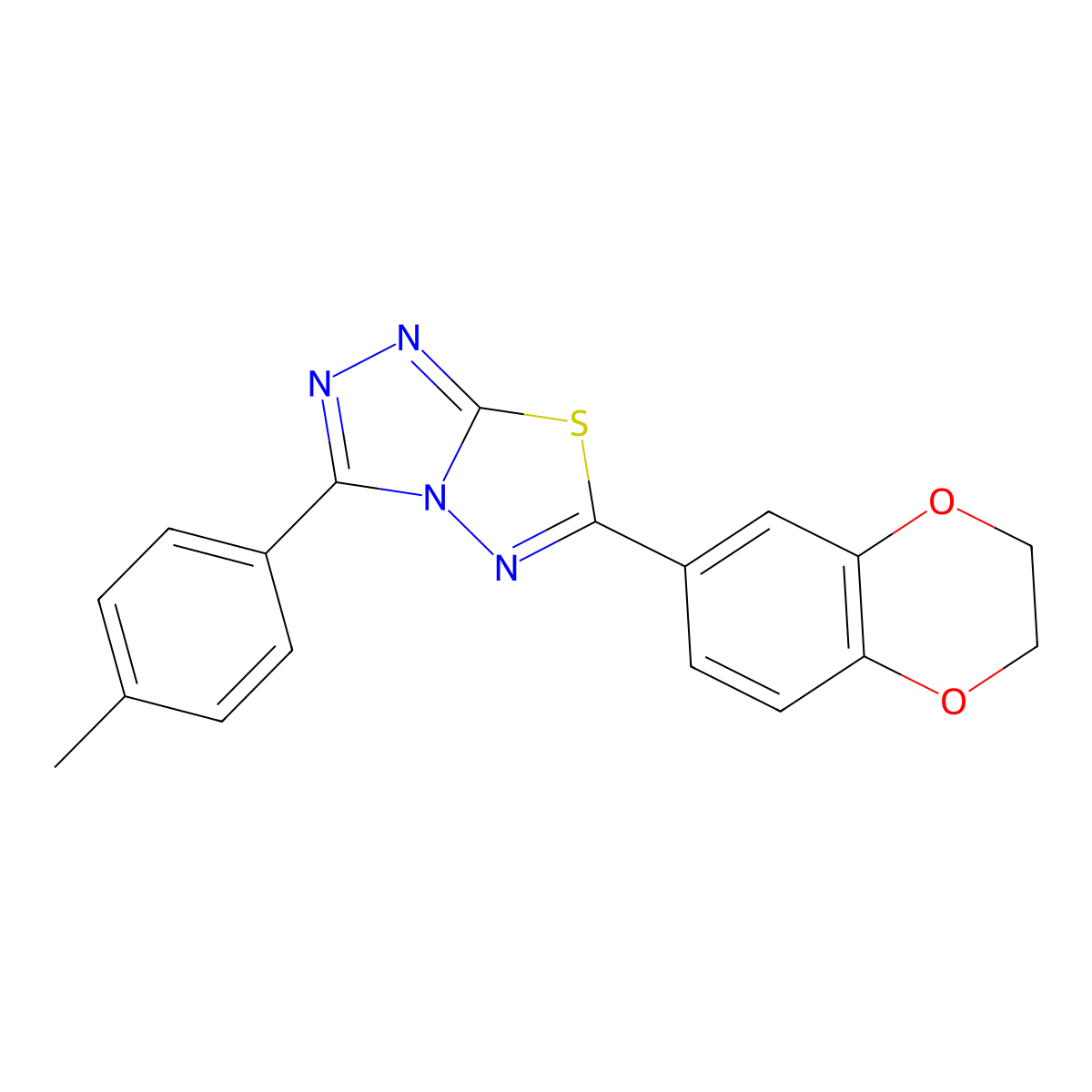 6-(2,3-Dihydro-1,4-benzodioxin-6-yl)-3-(4-methylphenyl)[1,2,4]triazolo[3,4-b][1,3,4]thiadiazole molecular structure, CAS 791824-49-2