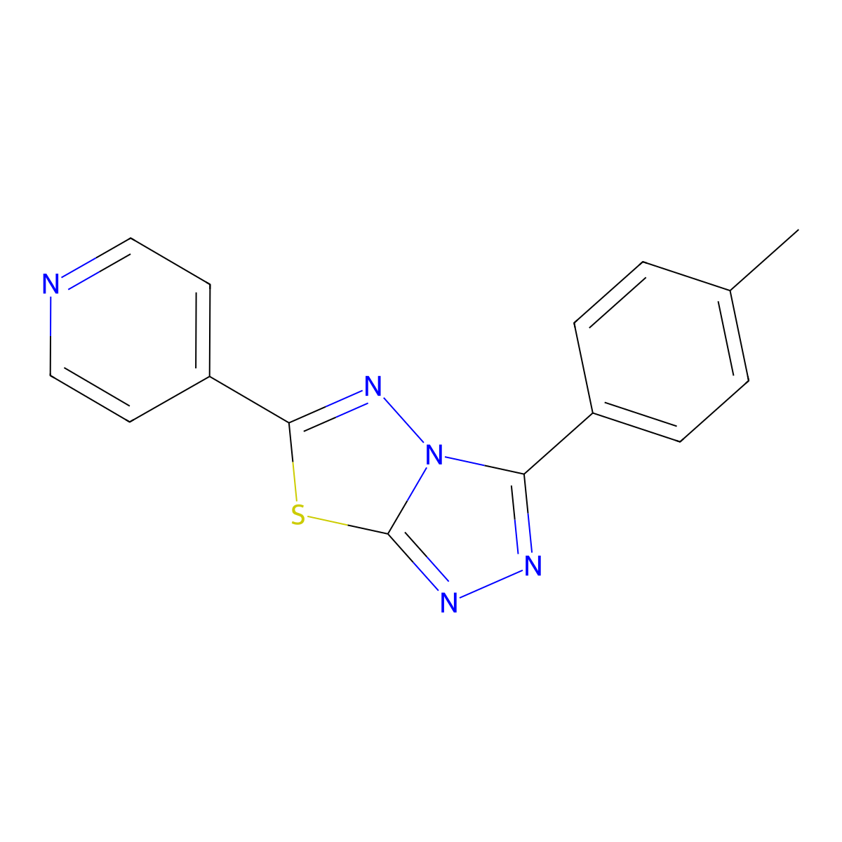 3-(4-Methylphenyl)-6-pyridin-4-yl-[1,2,4]triazolo[3,4-b][1,3,4]thiadiazole molecular structure, CAS 791824-51-6