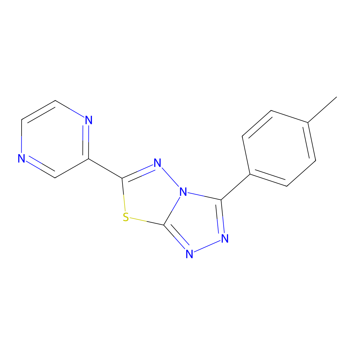 3-(4-Methylphenyl)-6-(2-pyrazinyl)[1,2,4]triazolo[3,4-b][1,3,4]thiadiazole molecular structure, CAS 791824-52-7