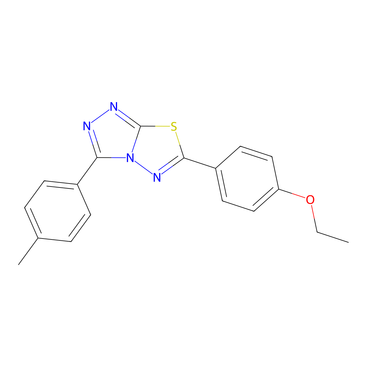 6-(4-Ethoxyphenyl)-3-(4-methylphenyl)-[1,2,4]triazolo[3,4-b][1,3,4]thiadiazole molecular structure, CAS 791824-55-0