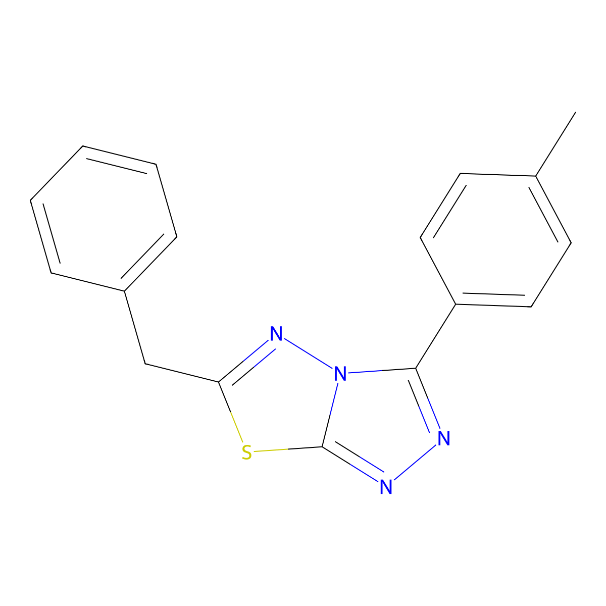 6-Benzyl-3-(4-methylphenyl)-[1,2,4]triazolo[3,4-b][1,3,4]thiadiazole molecular structure, CAS 791824-56-1