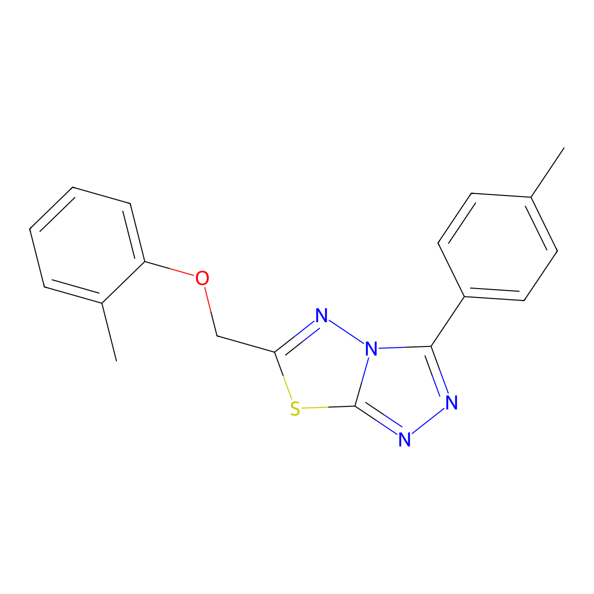 6-[(2-Methylphenoxy)methyl]-3-(4-methylphenyl)-[1,2,4]triazolo[3,4-b][1,3,4]thiadiazole molecular structure, CAS 791824-57-2