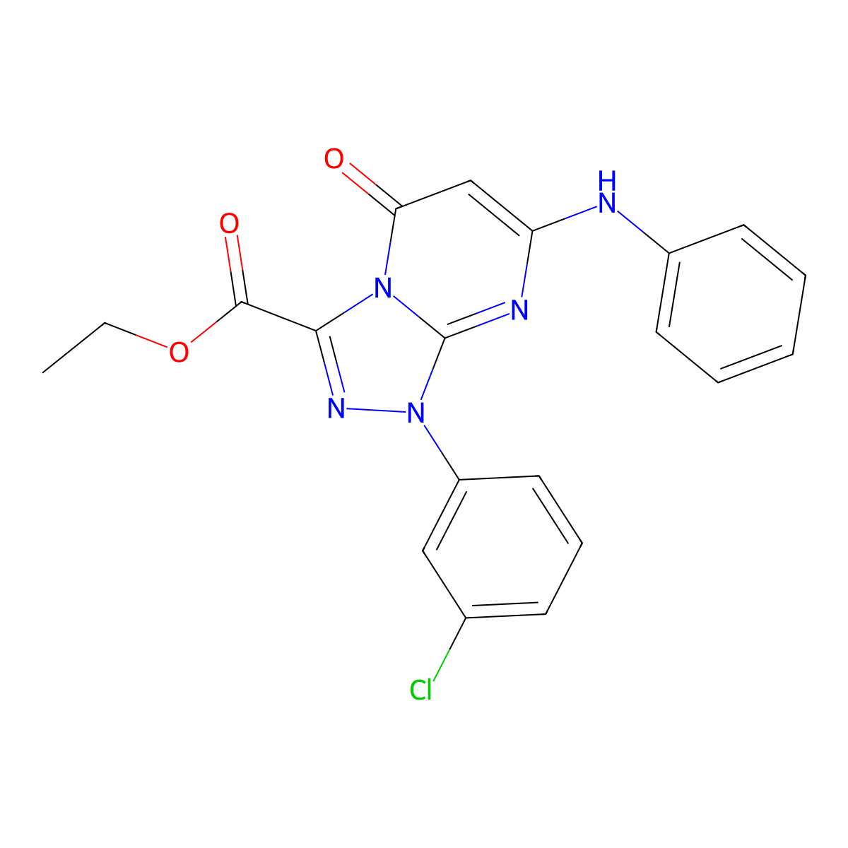 Ethyl 7-anilino-1-(3-chlorophenyl)-5-oxo-1,5-dihydro[1,2,4]triazolo[4,3-a]pyrimidine-3-carboxylate molecular structure, CAS 791824-65-2
