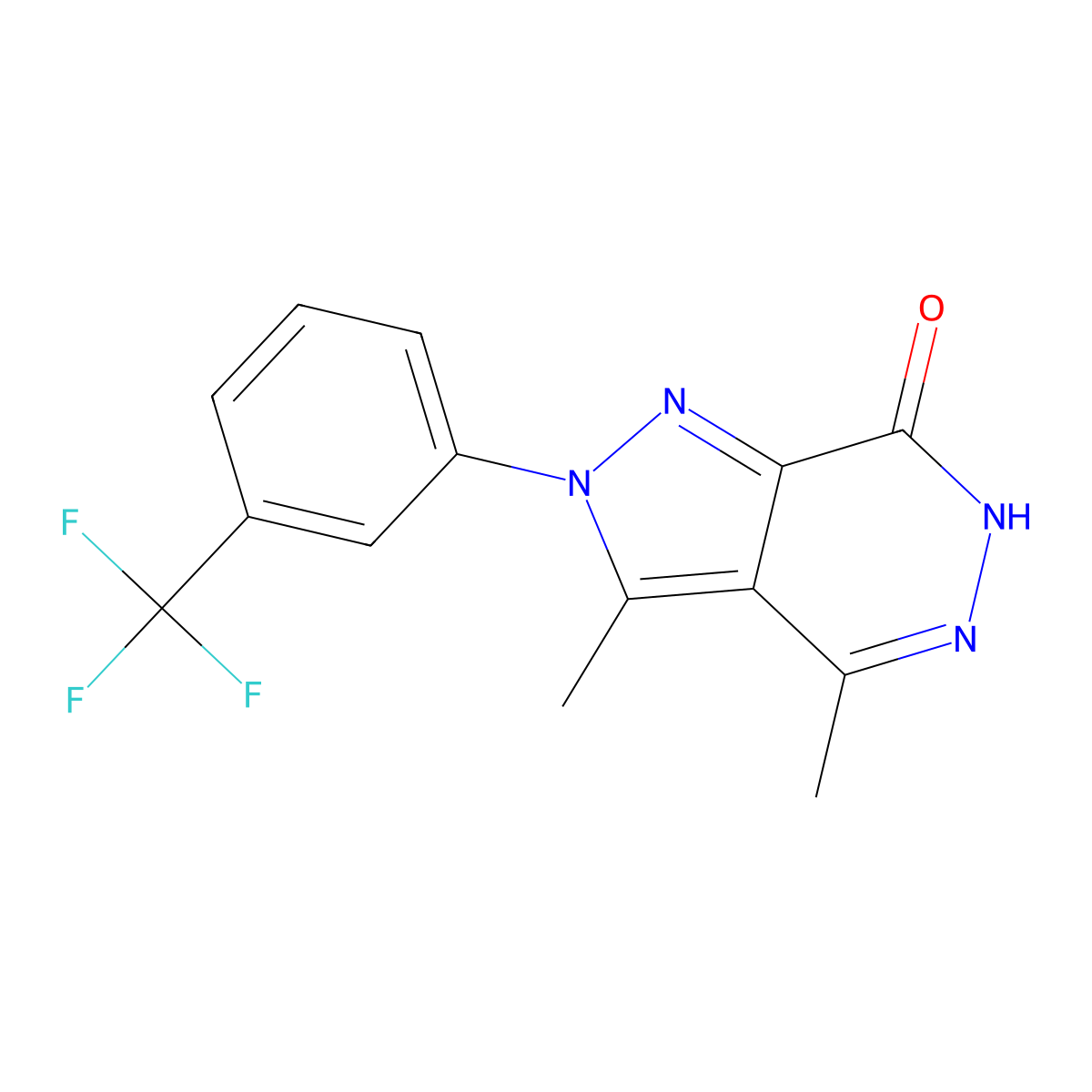 3,4-dimethyl-2-(3-(trifluoromethyl)phenyl)-2H-pyrazolo[3,4-d]pyridazin-7(6H)-one molecular structure, CAS 791824-96-9
