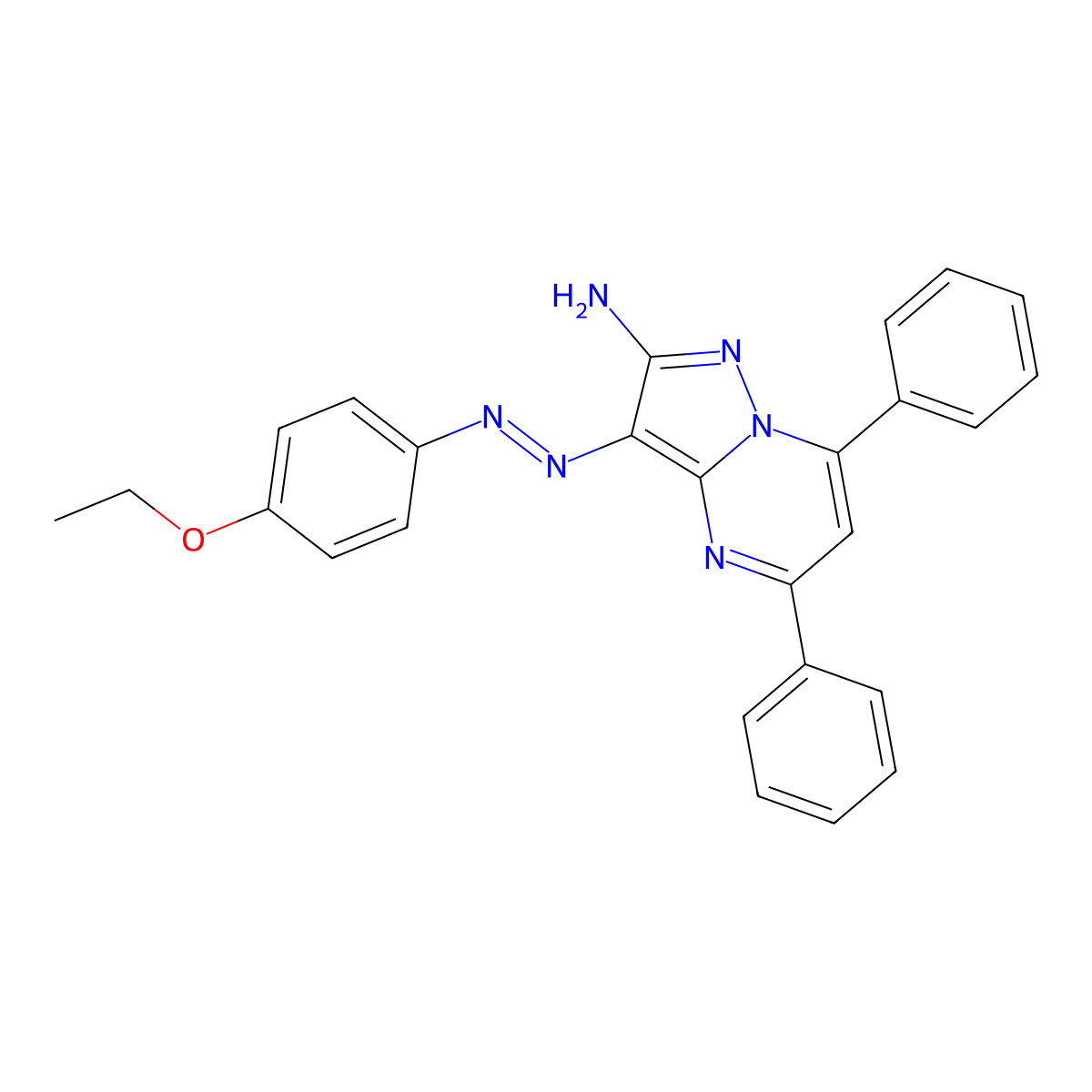 3-[(4-Ethoxyphenyl)diazenyl]-5,7-diphenylpyrazolo[1,5-a]pyrimidin-2-amine molecular structure, CAS 791826-86-3